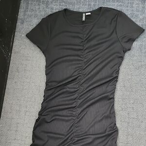 H&M Black Ruched Mini Dress